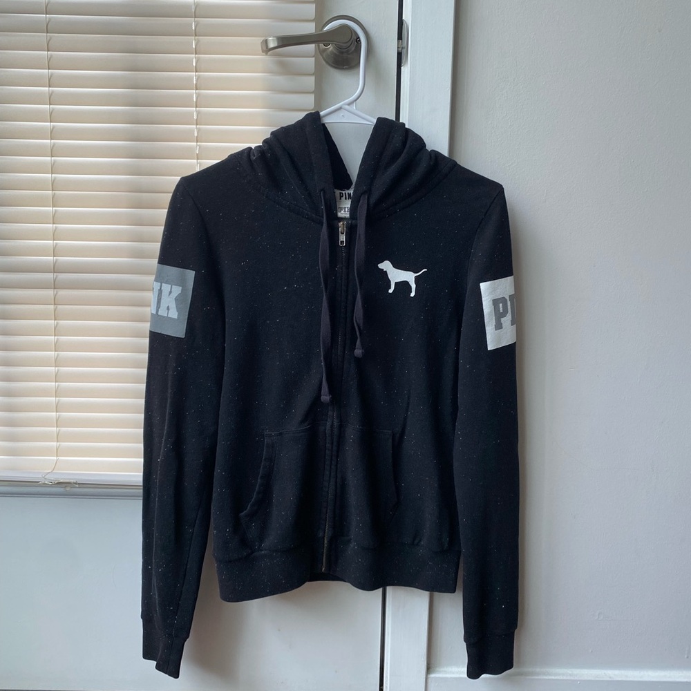 Victoria's Secret Black Hoodie with Dog Graphic